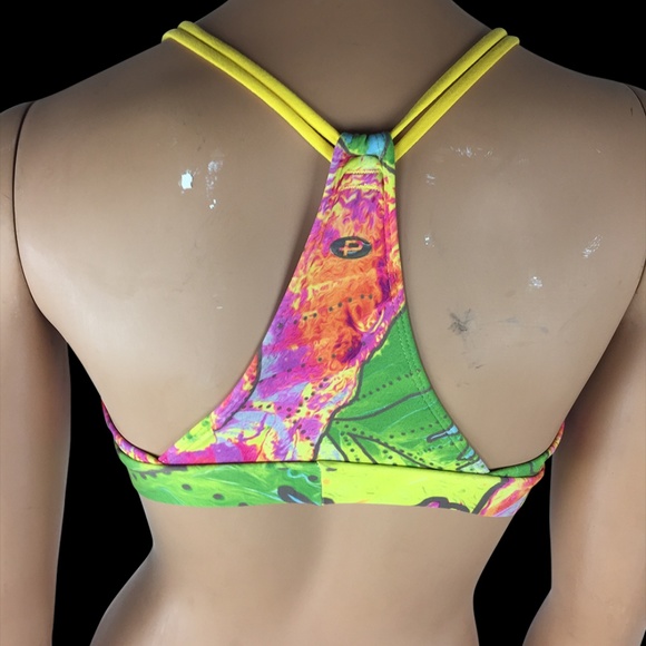 NEW Colorful Tropical Racerback Sports Bra - Picture 3 of 4